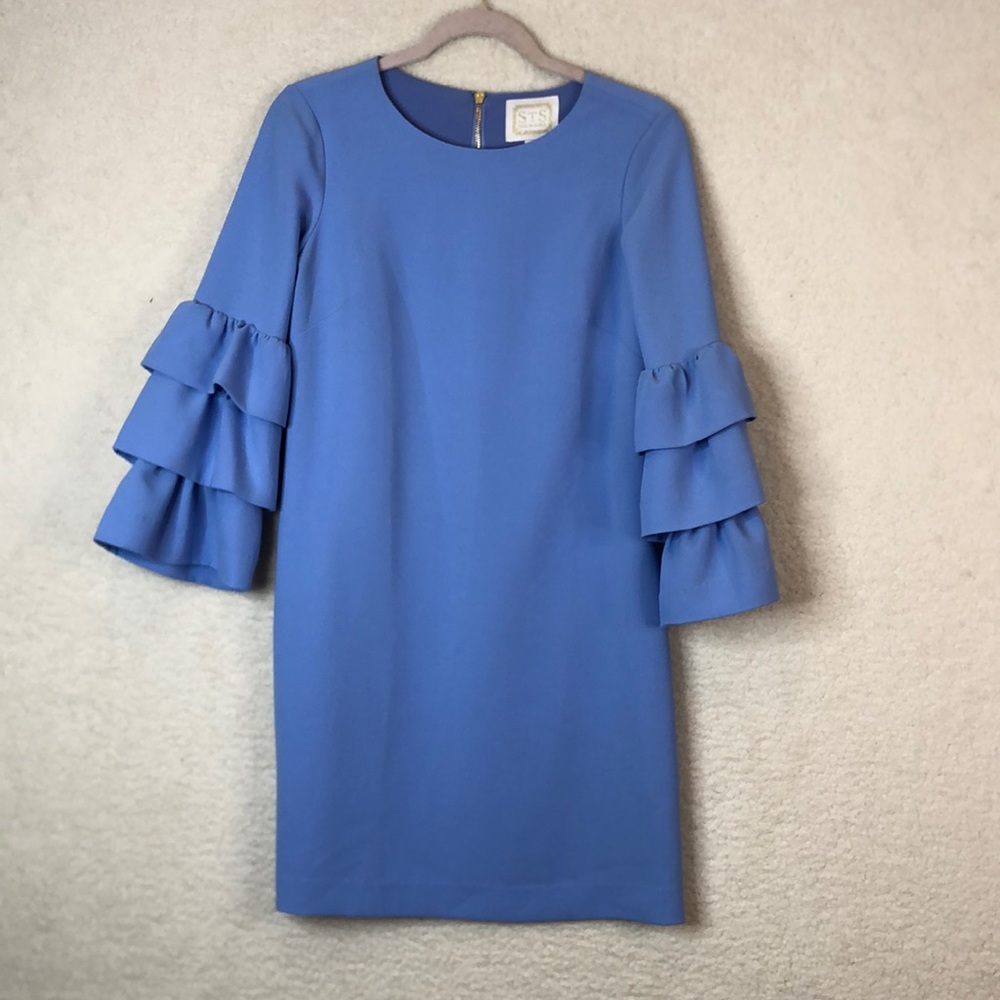 Sail to Sable Womens Blue Ruffle Sleeve Dress SIZE 2
